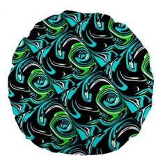 Bright Aqua, Black, And Green Design Large 18  Premium Round Cushions by digitaldivadesigns