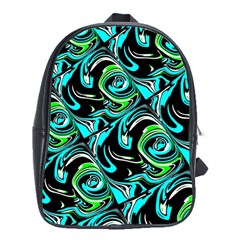 Bright Aqua, Black, And Green Design School Bags (xl)  by digitaldivadesigns