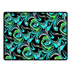 Bright Aqua, Black, And Green Design Double Sided Fleece Blanket (small) 