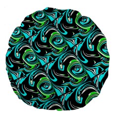 Bright Aqua, Black, And Green Design Large 18  Premium Flano Round Cushions