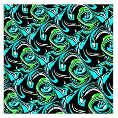 Bright Aqua, Black, And Green Design Large Satin Scarf (square) by digitaldivadesigns