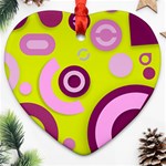 Florescent Yellow Pink Abstract  Ornament (Heart)  Front