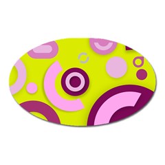 Florescent Yellow Pink Abstract  Oval Magnet by OCDesignss