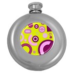 Florescent Yellow Pink Abstract  Round Hip Flask (5 oz) Front