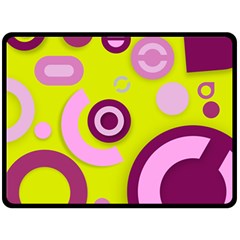 Florescent Yellow Pink Abstract  Fleece Blanket (large)  by OCDesignss