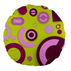 Florescent Yellow Pink Abstract  Large 18  Premium Flano Round Cushions by OCDesignss