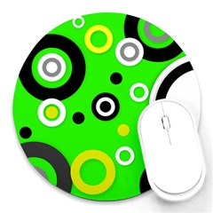 Florescent Green Yellow Abstract  Round Mousepads by OCDesignss