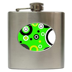 Florescent Green Yellow Abstract  Hip Flask (6 Oz) by OCDesignss