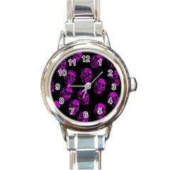 Purple Skulls  Round Italian Charm Watches by ImpressiveMoments