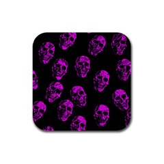 Purple Skulls  Rubber Square Coaster (4 Pack)  by ImpressiveMoments