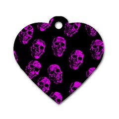 Purple Skulls  Dog Tag Heart (two Sides) by ImpressiveMoments