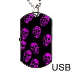 Purple Skulls  Dog Tag Usb Flash (two Sides)  by ImpressiveMoments