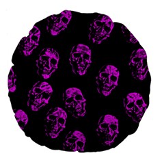 Purple Skulls  Large 18  Premium Flano Round Cushions