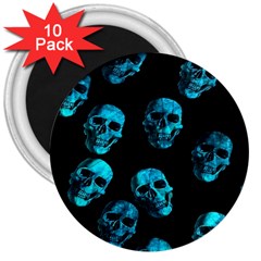 Skulls Blue 3  Magnets (10 Pack)  by ImpressiveMoments