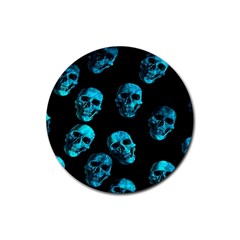 Skulls Blue Rubber Coaster (round)  by ImpressiveMoments