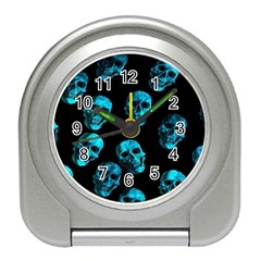 Skulls Blue Travel Alarm Clocks by ImpressiveMoments