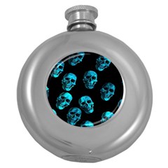 Skulls Blue Round Hip Flask (5 Oz) by ImpressiveMoments