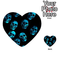 Skulls Blue Multi-purpose Cards (heart)  by ImpressiveMoments