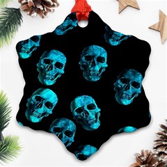 Skulls Blue Snowflake Ornament (2-side) by ImpressiveMoments