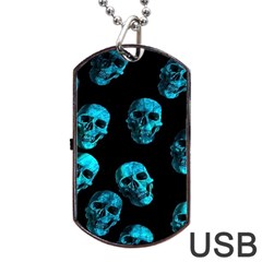 Skulls Blue Dog Tag Usb Flash (one Side) by ImpressiveMoments