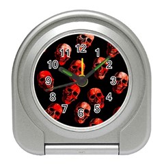 Skulls Red Travel Alarm Clocks by ImpressiveMoments