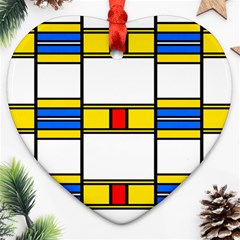 Colorful Squares And Rectangles Pattern Ornament (heart) by LalyLauraFLM