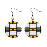 Colorful squares and rectangles pattern 1  Button Earrings Front