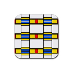 Colorful Squares And Rectangles Pattern Rubber Coaster (square) by LalyLauraFLM