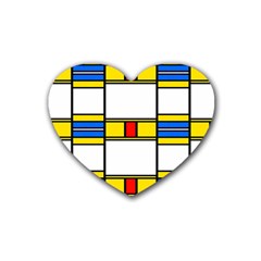 Colorful Squares And Rectangles Pattern Heart Coaster (4 Pack) by LalyLauraFLM