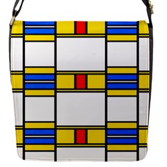 Colorful Squares And Rectangles Pattern Flap Closure Messenger Bag (s)