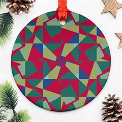 Shapes In Squares Pattern Ornament (round) by LalyLauraFLM