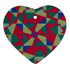 Shapes In Squares Pattern Ornament (heart) by LalyLauraFLM