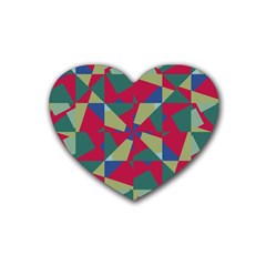 Shapes In Squares Pattern Rubber Coaster (heart) by LalyLauraFLM