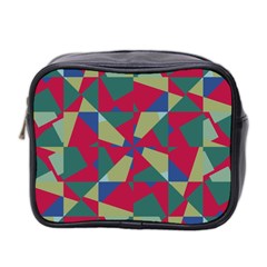 Shapes In Squares Pattern Mini Toiletries Bag (two Sides) by LalyLauraFLM