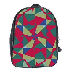 Shapes In Squares Pattern School Bag (xl) by LalyLauraFLM