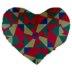 Shapes In Squares Pattern Large 19  Premium Heart Shape Cushion by LalyLauraFLM