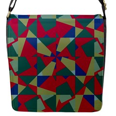 Shapes In Squares Pattern Flap Closure Messenger Bag (s)