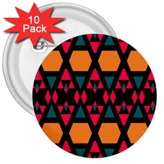 Rhombus And Other Shapes Pattern 3  Button (10 Pack) by LalyLauraFLM