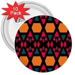 Rhombus and other shapes pattern 3  Button (10 pack) Front