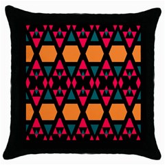 Rhombus And Other Shapes Pattern Throw Pillow Case (black) by LalyLauraFLM