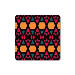 Rhombus And Other Shapes Pattern Magnet (square) by LalyLauraFLM