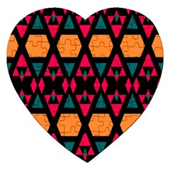 Rhombus And Other Shapes Pattern Jigsaw Puzzle (heart) by LalyLauraFLM