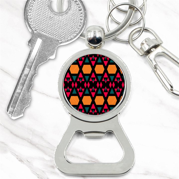 Rhombus and other shapes pattern Bottle Opener Key Chain