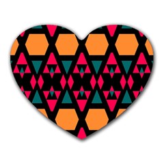 Rhombus And Other Shapes Pattern Heart Mousepad by LalyLauraFLM