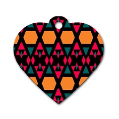 Rhombus And Other Shapes Pattern Dog Tag Heart (one Side) by LalyLauraFLM