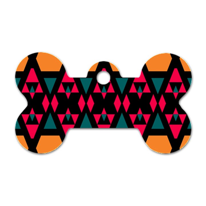 Rhombus and other shapes pattern Dog Tag Bone (Two Sides)