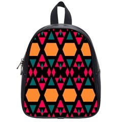 Rhombus And Other Shapes Pattern School Bag (small) by LalyLauraFLM