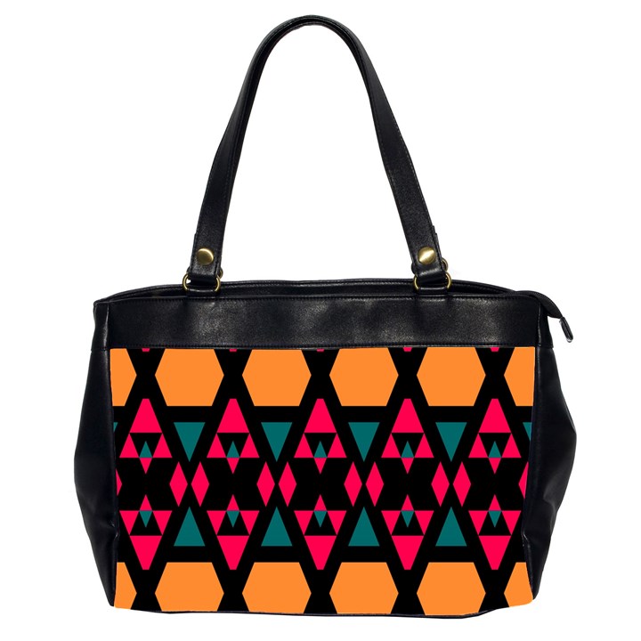 Rhombus and other shapes pattern Oversize Office Handbag (2 Sides)