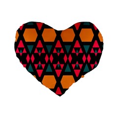 Rhombus And Other Shapes Pattern Standard 16  Premium Heart Shape Cushion  by LalyLauraFLM