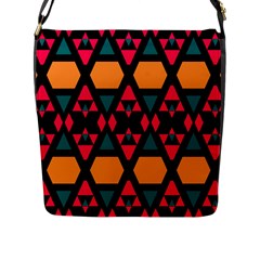 Rhombus And Other Shapes Pattern Flap Closure Messenger Bag (l) by LalyLauraFLM